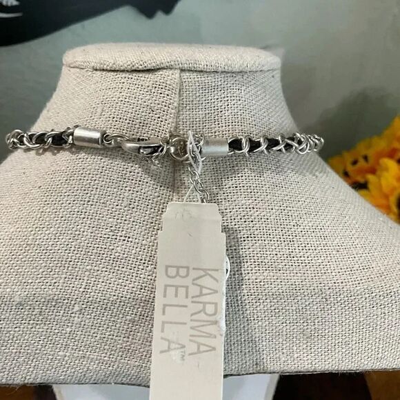 NWT Karma Bella Patina Silver Silver Necklace #J3 - Picture 3 of 3